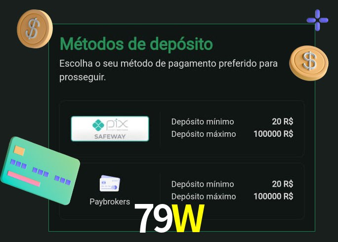 O cassino 79W oferece uma grande variedade de métodos de pagamento